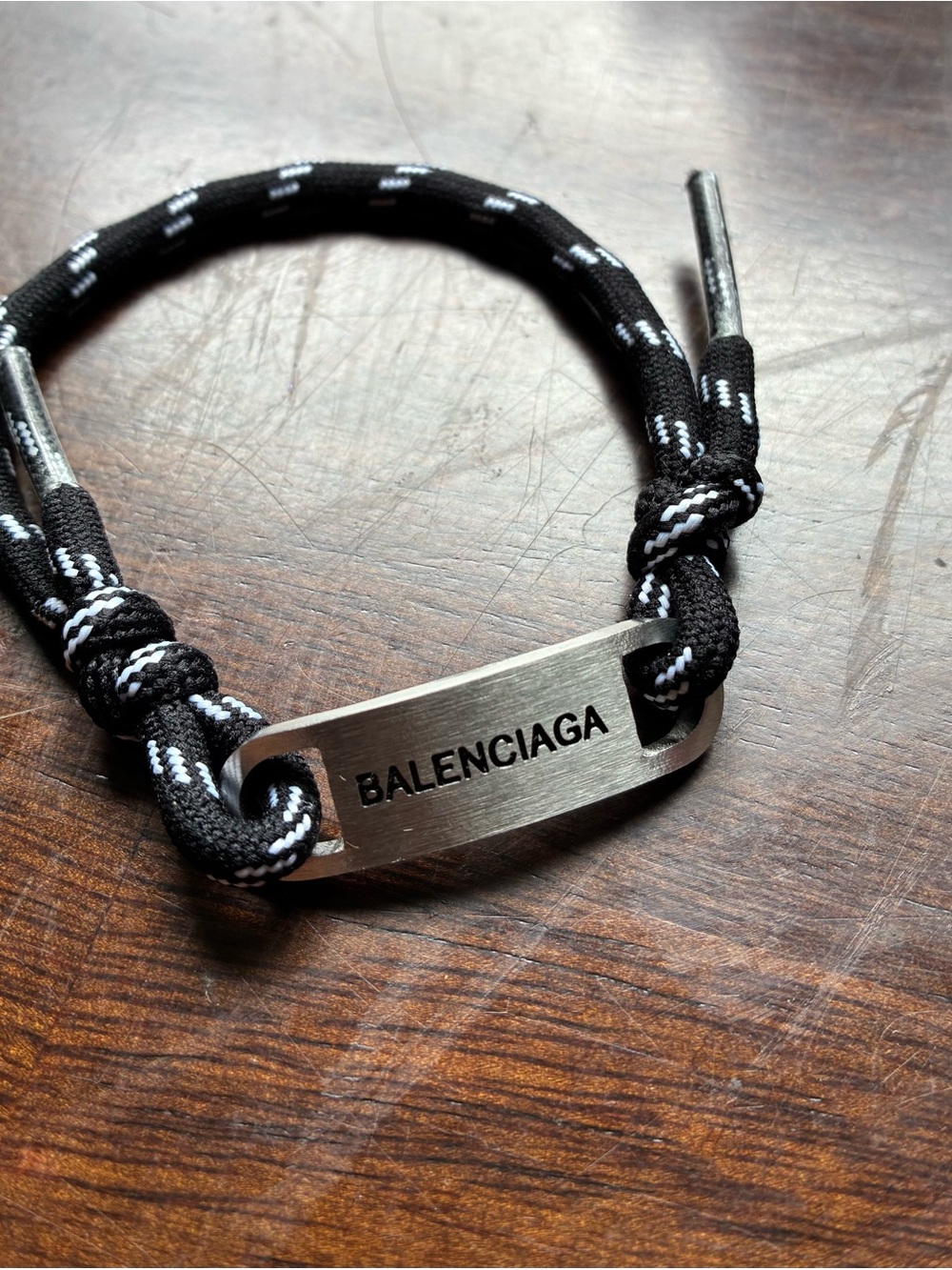 Balenciaga Saint-Germain Plate Cord Bracelet in Black and White